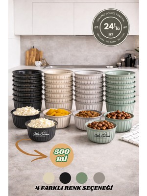 Stile Cucina 24 Parça Renkli Linea Yuvarlak Pratik Çerezlik Kase Çeyiz Seti 24 x 500 ml