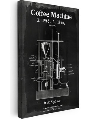 Kanvas Tablo Endüstriyel Kahve Makinesi Patent Teknik Vintage Tablo Ev Ofis Duvar Dekoru