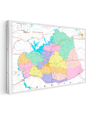 Kanvas Tablo Şanlıurfa Ilçe Detaylı Harita Tablosu Ev Ofis Duvar Dekoru