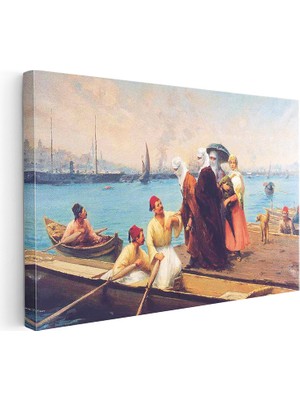 Kanvas Tablo Osmanlı Sahil Balıkçılık Sahnesi Osmanlı Tablosu Ev Ofis Duvar Dekoru