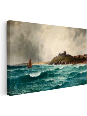 Kanvas Tablo Joseph Turner Kıyı Kalesi Fırtınalı Deniz Manzarası Ressam Tablosu Ev Ofis Dekoru