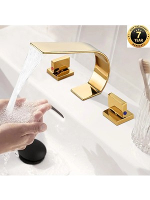 OEM Banyo Lavabo Bataryası Ankastre Gold Altın Dore Şelale 7 Yıl Garantili Ithal