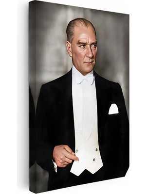 Kanvas Tablo Atatürk Smokin Frak Beyaz Yelek Atatürk Tablosu Ev Ofis Duvar Dekoru