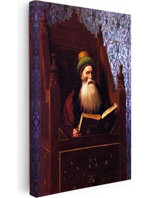 Kanvas Tablo Kitap Okuyan Sakallı Alim Osmanlı Tablosu Ev Ofis Duvar Dekoru