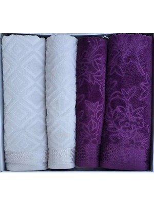 Özdilek Pastoral Koyu Lila-Gri Best Set (Hamam Takımı)
