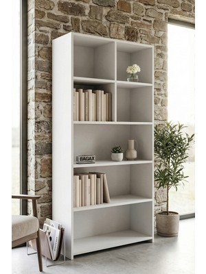 Bagax 80X161X30 cm Raflı Kitaplık Modern Minimal Açık Raflı Çok Amaçlı Kitaplık