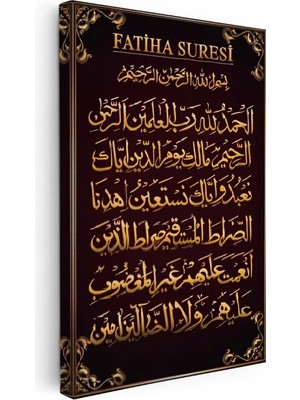 Kanvas Tablo Fatiha Suresi Başlıklı Hat Tasarımı Dini Islami Tablo Ev Ofis Duvar Dekoru