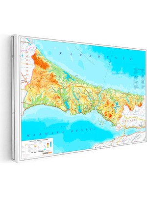 Kanvas Tablo Istanbul Topografik Yapı Harita Tablosu Ev Ofis Duvar Dekoru