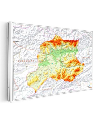 Kanvas Tablo Bayburt Coğrafi Yapı Harita Tablosu Ev Ofis Duvar Dekoru