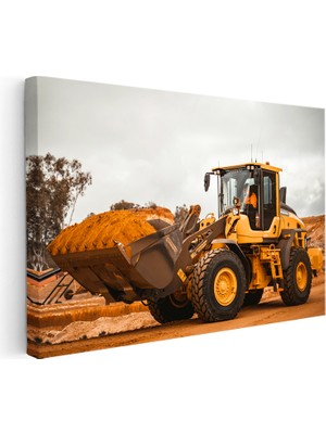 Kanvas Tablo Volvo Lastikli Yükleyici Çalışma Sahası Iş Makinesi Tablosu Ev Ofis Duvar Dekoru