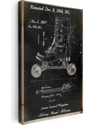 Kanvas Tablo Tekerlekli Paten Patent Çizimi Teknik Spor Vintage Tablo Ev Ofis Duvar Dekoru