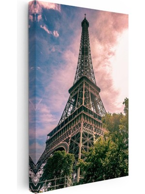 Kanvas Tablo Eyfel Kulesi Bulutlu Gün Şehir Mimari Tablo Ev Ofis Duvar Dekoru