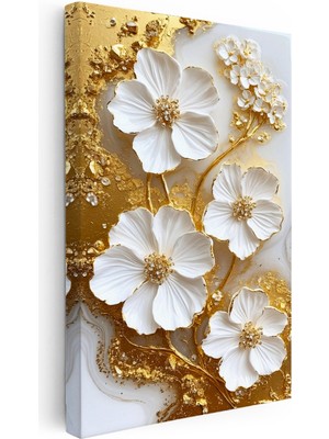 Kanvas Tablo Belirgin Damar Detaylı Çiçekler Çiçek Tablosu Ev Ofis Duvar Dekoru
