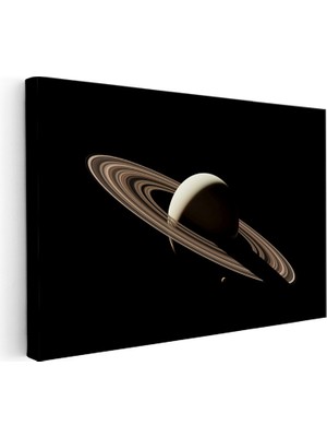 Kanvas Tablo Satürn Gezegeni ve Ince Halka Çizgisi Manzara Tablosu Ev Ofis Duvar Dekoru