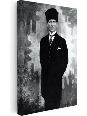 Kanvas Tablo Atatürk Kalpaklı Tam Boy Atatürk Tablosu Ev Ofis Duvar Dekoru