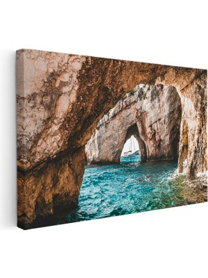 Kanvas Tablo Doğal Taş Kemer ve Deniz Mağarası Manzara Tablosu Ev Ofis Duvar Dekoru