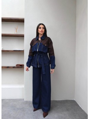 Esra Helvacı Garnili Denim Kuşaklı Ikili Takım