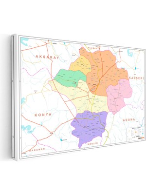 Kanvas Tablo Niğde Yerleşim Planı Harita Tablosu Ev Ofis Duvar Dekoru