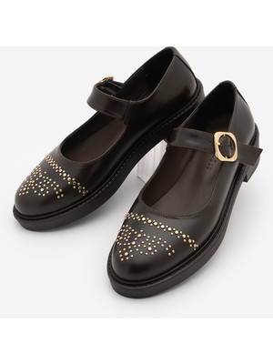 Marjin Kadın Loafer Troklu Bantlı Makosen Günlük Ayakkabı Selga Kahve