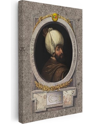 Kanvas Tablo Yıldırım Bayezid Han Padişah Portresi Osmanlı Tablosu Ev Ofis Duvar Dekoru