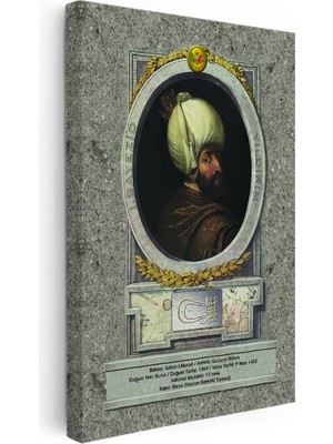 Kanvas Tablo Sultan Birinci Bayezid Tarihi Portre Osmanlı Tablosu Ev Ofis Duvar Dekoru