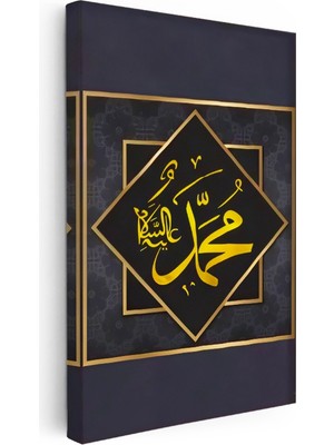 Kanvas Tablo Hz Muhammed Ismi Siyah Altın Tasarım Dini Islami Tablo Ev Ofis Duvar Dekoru