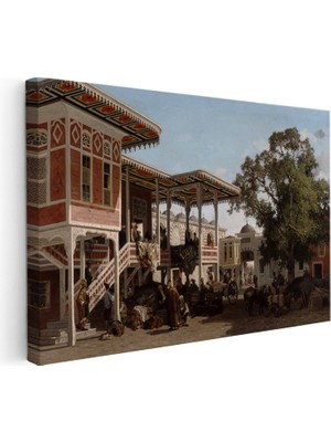 Kanvas Tablo Osmanlı Saray Avlusu Günlük Yaşam Sahnesi Ev Ofis Duvar Dekoru