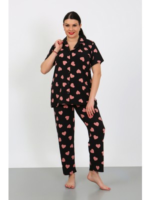 Nisanca Büyük Beden  Kısa Kollu Milan Gömlek Pijama Takımı- Genç Anne Serisi
