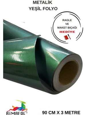 Rimafol Metalik Yeşil Mobilya Dolap Kaplama Folyosu 90 cm x 3 Metre