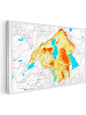 Kanvas Tablo Isparta Arazi Şekilleri Harita Tablosu Ev Ofis Duvar Dekoru