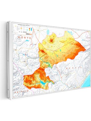 Kanvas Tablo Karaman Arazi Şekilleri Harita Tablosu Ev Ofis Duvar Dekoru