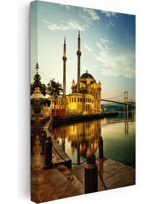Kanvas Tablo Istanbul Ortaköy Camii ve Köprü Şehir Mimari Tablo Ev Ofis Duvar Dekoru