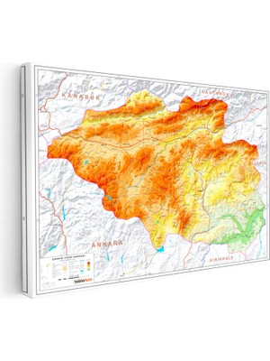 Kanvas Tablo Çankırı Coğrafi Yapı Harita Tablosu Ev Ofis Duvar Dekoru
