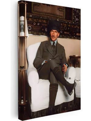 Kanvas Tablo Atatürk Koltukta Tesbih Detay Atatürk Tablosu Ev Ofis Duvar Dekoru