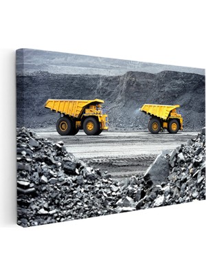 Kanvas Tablo Maden Ocağı Dev Kamyonlar Iş Makinesi Tablosu Ev Ofis Duvar Dekoru
