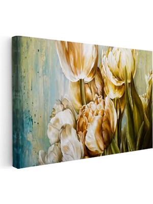 Kanvas Tablo Lale Buketi Çiçek Tablosu Ev Ofis Duvar Dekoru