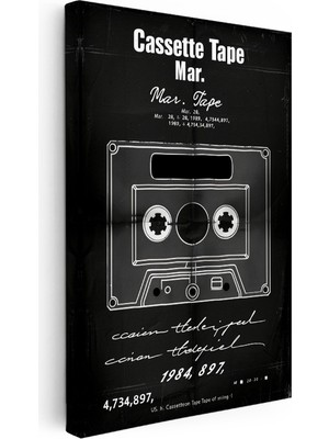 Kanvas Tablo Kaset Patent Çizimi Sade Vintage Tablo Ev Ofis Duvar Dekoru