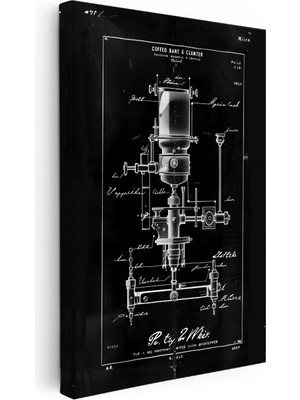 Kanvas Tablo Mikroskop Mekanizması Patent Çizimi Teknik Vintage Tablo Ev Ofis Duvar Dekoru