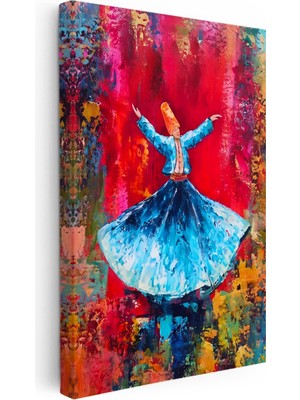 Kanvas Tablo Renkli Semazen Figürü Soyut Çalışma Dini Islami Tablo Ev Ofis Duvar Dekoru