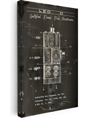 Kanvas Tablo LEGO Blokları Iç Görünüm Patent Vintage Tablo Ev Ofis Duvar Dekoru