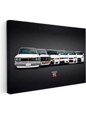 Kanvas Tablo Nissan Gt-R Tüm Nesiller Serisi Nissan Gt-R Tablosu Ev Ofis Duvar Dekoru