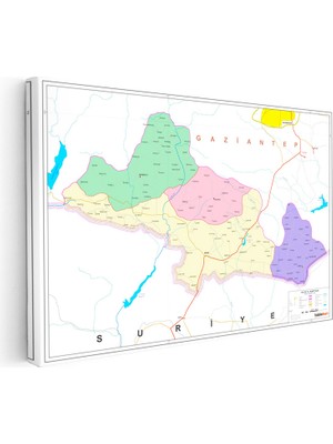 Kanvas Tablo Kilis Ilçe Detaylı Harita Tablosu Ev Ofis Duvar Dekoru