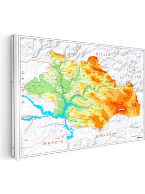 Kanvas Tablo Siirt Fiziki Yeryüzü Harita Tablosu Ev Ofis Duvar Dekoru