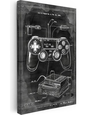 Kanvas Tablo Oyun Kumandası ve Konsol Patent Çizimi Oyun Vintage Tablo Ev Ofis Duvar Dekoru