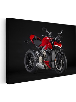 Kanvas Tablo Ducati Streetfighter V4 Kırmızı Naked Motosiklet Tablosu Ev Ofis Duvar Dekoru