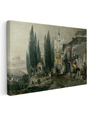 Kanvas Tablo Tarihi Sokak Çeşmesi Kervan Osmanlı Tablosu Ev Ofis Duvar Dekoru
