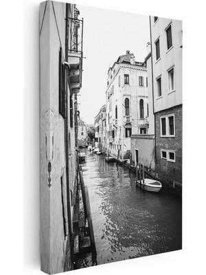Kanvas Tablo Venedik Kanalı ve Eski Binalar Şehir Mimari Tablo Ev Ofis Duvar Dekoru