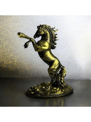 EBG3D Gold Eskitme Şaha Kalkan At Biblo – Dekoratif Masaüstü At Heykeli