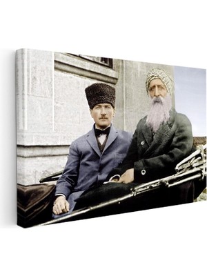 Kanvas Tablo Atatürk ve Şeyh Sünusi Atatürk Tablosu Ev Ofis Duvar Dekoru