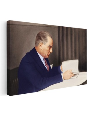 Kanvas Tablo Atatürk Mavi Takım Kitap Inceleme Atatürk Tablosu Ev Ofis Duvar Dekoru